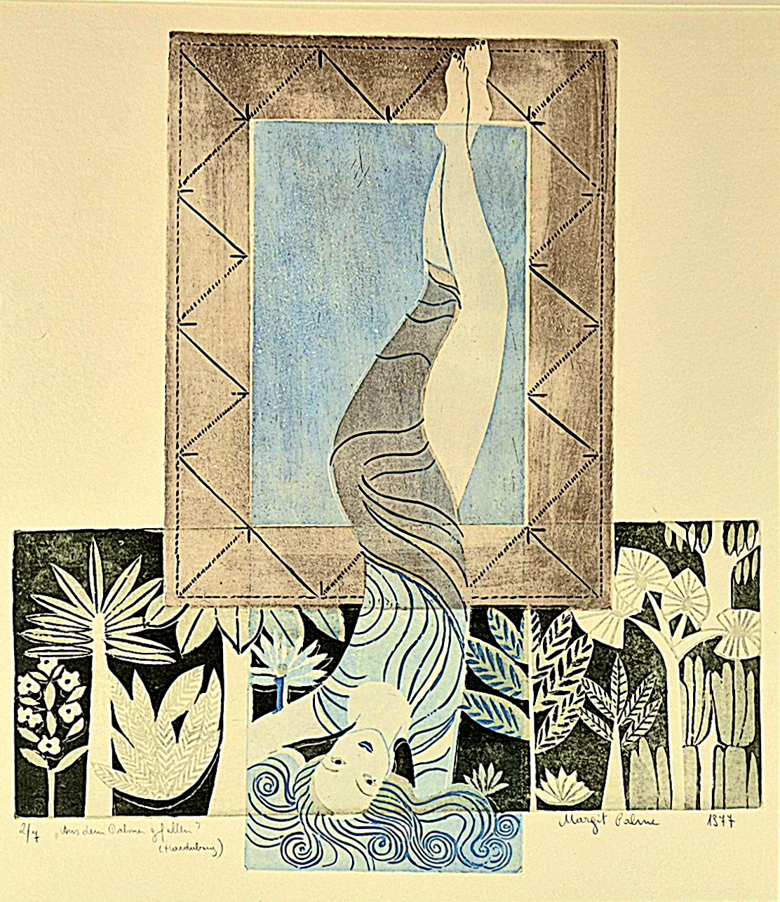 Margit PALME * 1939 - 2025 ( Aus dem Rahmen gefallen 1977 ) Aquatinta, Ed. 2/7, Handsigniert, 32 x 36 cm o.R   